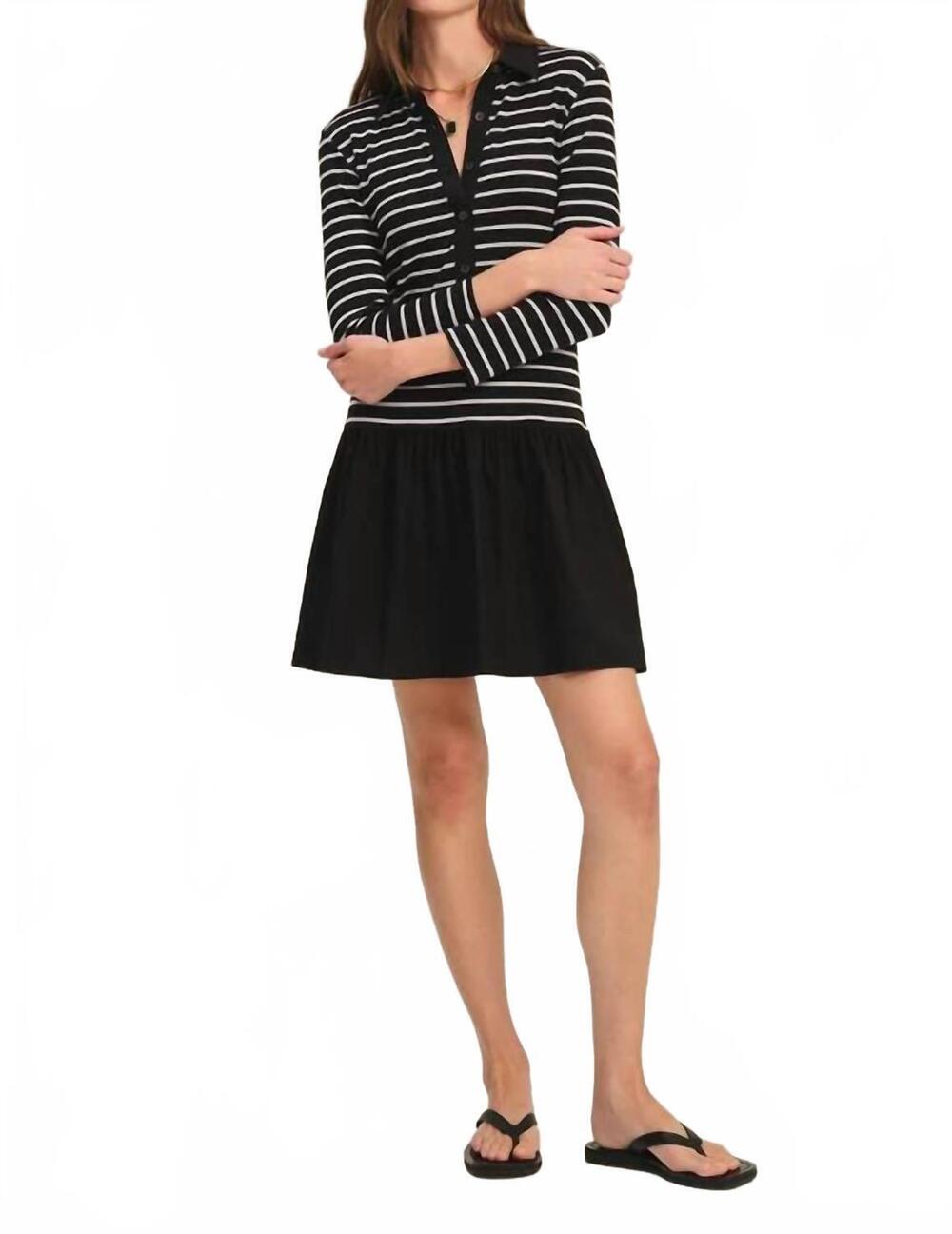 NEW VELVET BY GRAHAM & SPENCER sinead stripe mini dress in midnight